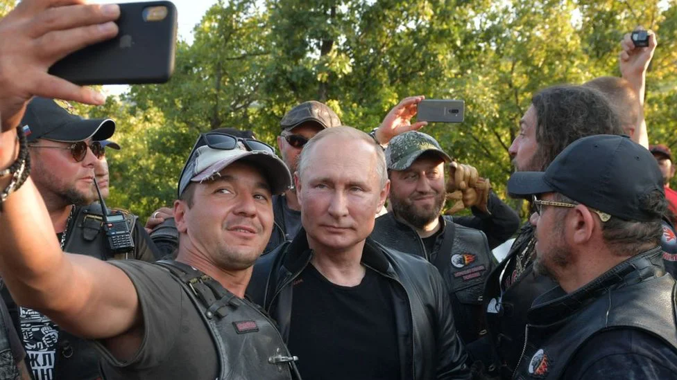 Vladimir Putin: 20 godina u 20 fotografija 11 Putin with a motorcycle gang in Crimea, 2019