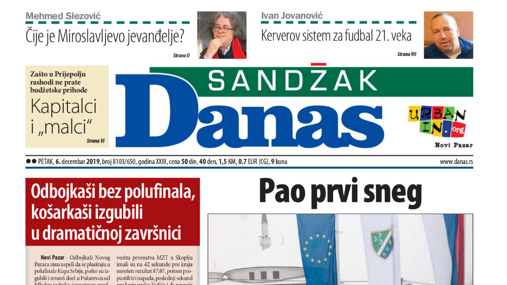Sandžak Danas - 6. decembar 2019. 1 Sandžak Danas - 6. decembar 2019. 1