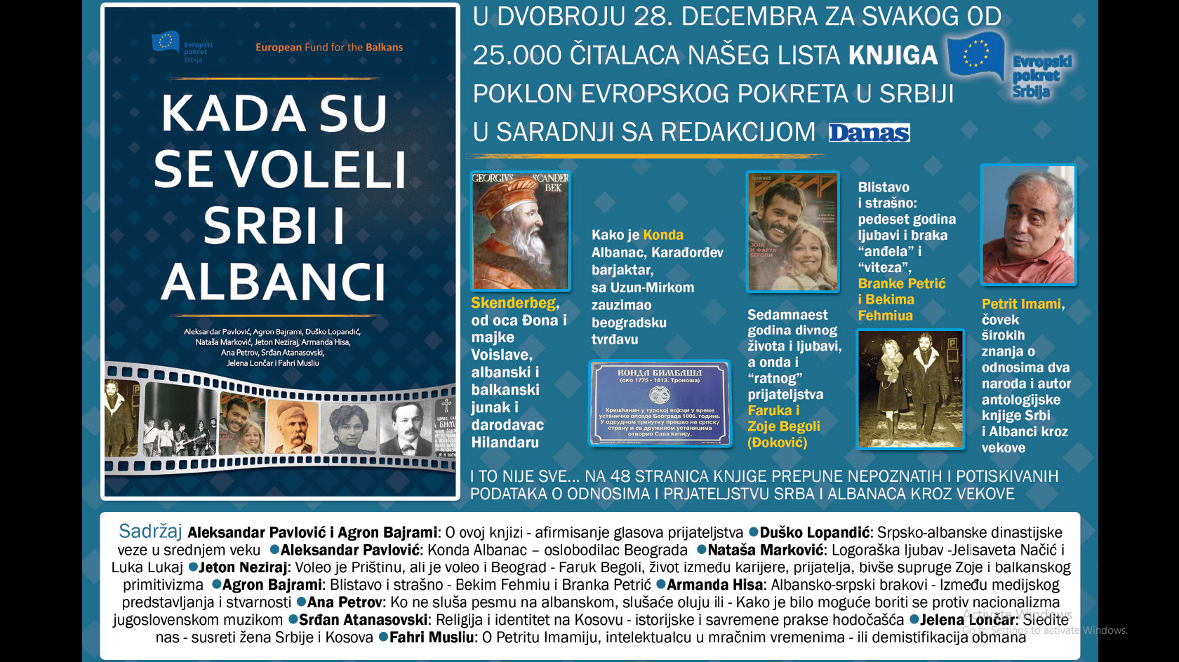 Poklon knjiga "Kada su se voleli Srbi i Albanci" u Danasu 28. decembra 1