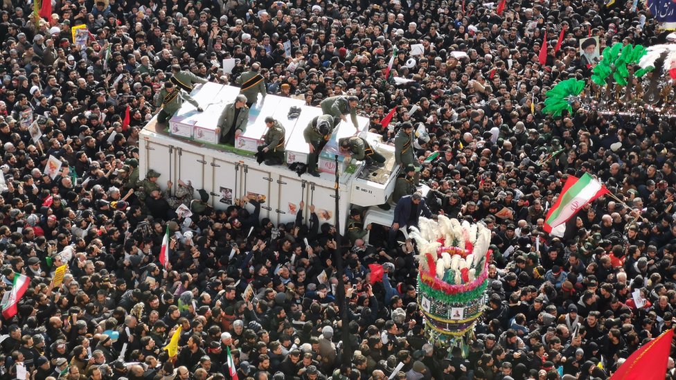 Mourners gather to pay homage to top Iranian military commander Qasem Soleimani