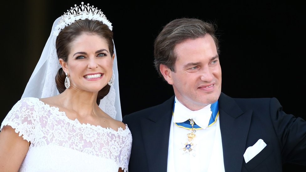 Princess Madeleine of Sweden and Christopher O'Neil leave their wedding ceremony in June, 2013.