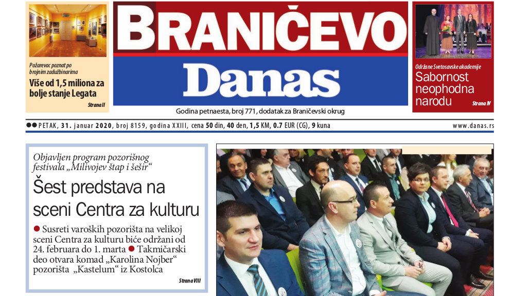 Braničevo Danas - 31. januar 2020. 1