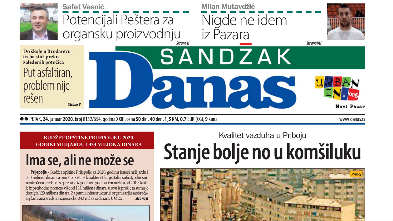 Sandžak Danas - 24. januar 2020. 1