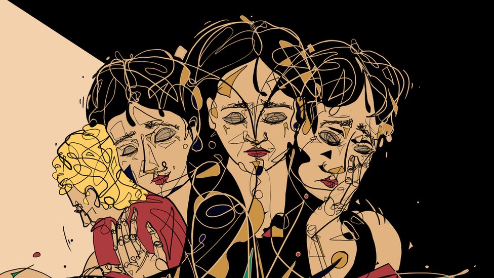 Nemoguć izbor: Majka prisiljena da odluči - beba čiji je otac borac Islamske države ili porodica 8 A woman divided in three, one iteration cuddling her child