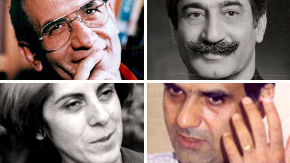 U smeru kazaljke na satu: Muhamed Mohtari, Dariuš Faruhar, Muhamed Džafar, Parvane Faruha