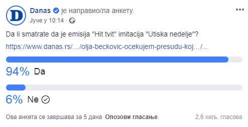 Da li je "Hit tvit" imitacija "Utiska nedelje"? 2 Da li je "Hit tvit" imitacija "Utiska nedelje"? 2