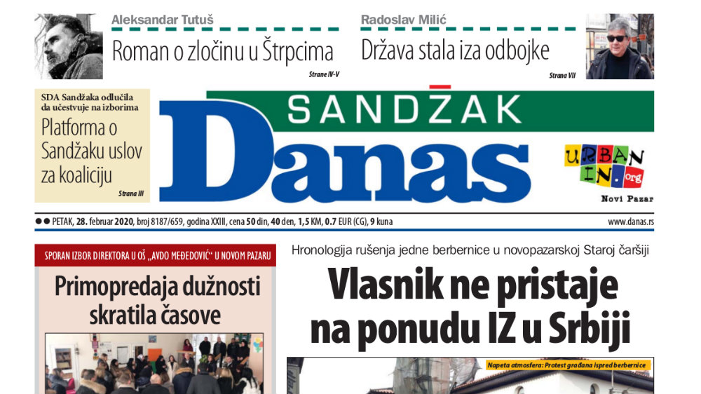 Sandžak Danas - 28. februar 2020. 1 Sandžak Danas - 28. februar 2020. 1