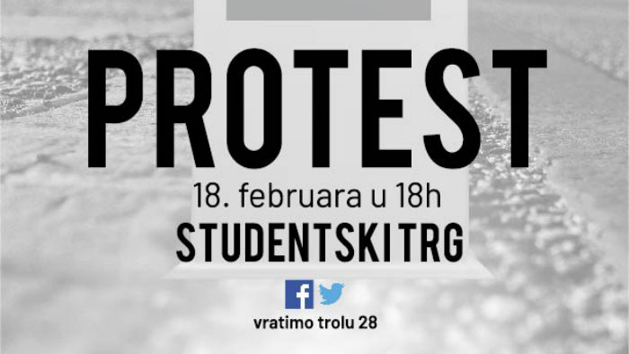 Otkrivanje spomenika trolejbusu 28 na Studentskom Trgu 18. februara 1