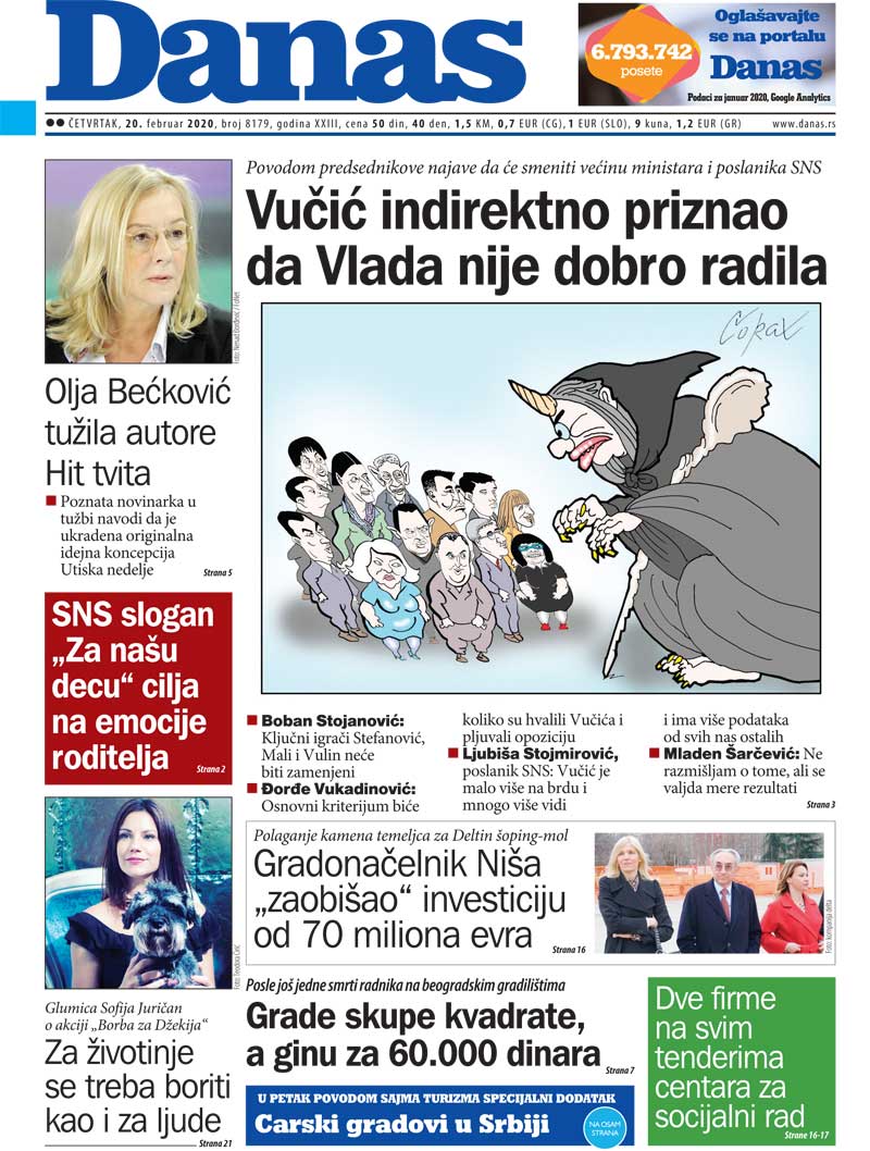 Naslovna za 20. februar 2020. 1