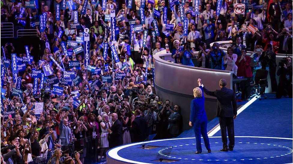 Tadašnji predsednik Barak Obama i Hilari Klinton na Demokratskoj nacionalnoj konvenciji 2016. godine