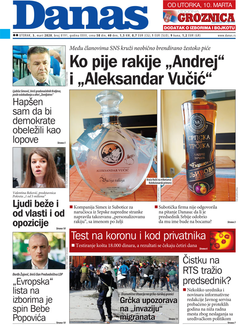 Naslovna za 3. mart 2020. 1