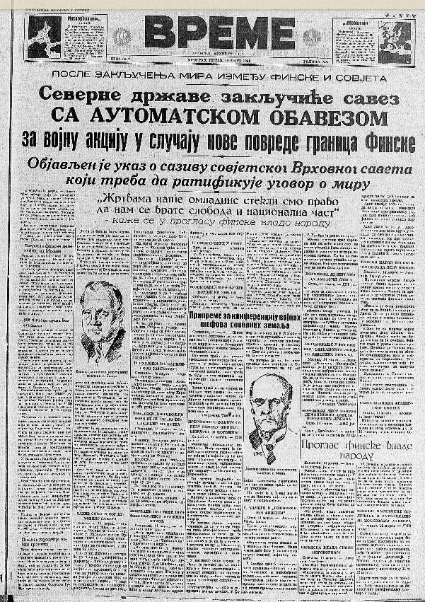 Šta su bile vesti u Jugoslaviji 14. marta 1940. godine? 2