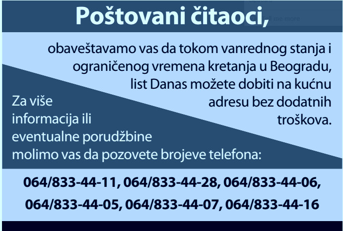 List Danas na kućnoj adresi bez troškova dostave 2