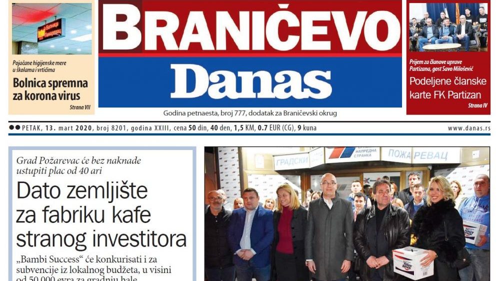 Braničevo Danas - 13. mart 2020. 1
