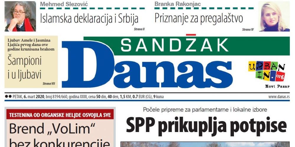 Sandžak Danas - 6. mart 2020. 1 Sandžak Danas - 6. mart 2020. 1