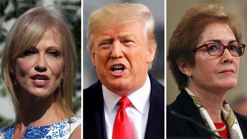Kako Tramp govori o ženama – i koliko je to važno 1 Composite image of Kellyanne Conway, Donald Trump, Marie Yovanovitch