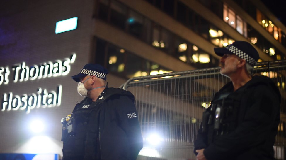 Police outside St Thomas' Hospital, London