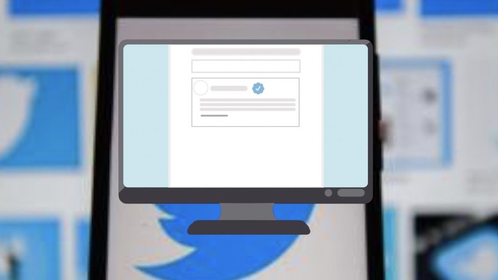 Monitor kompjuter, Tviter logo u pozadini