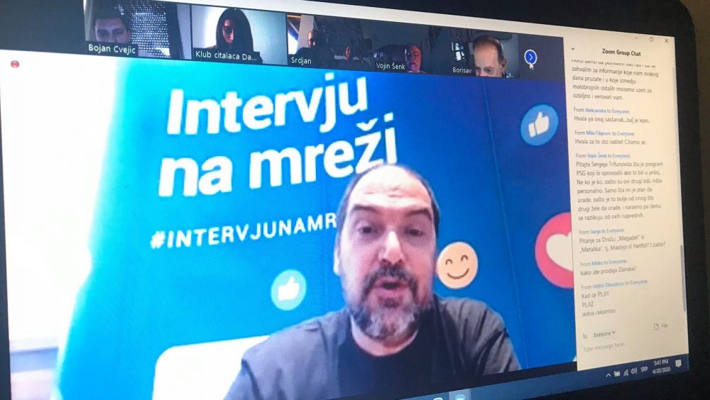 Članovi Kluba čitalaca Danasa "ćaskali" preko Zooma sa Dražom i ekipom 2