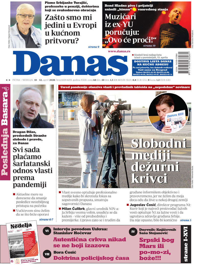 Naslovna za 10. april 2020. 1