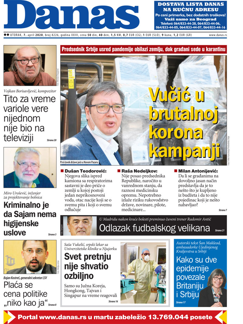 Naslovna za 7. april 2020. 1
