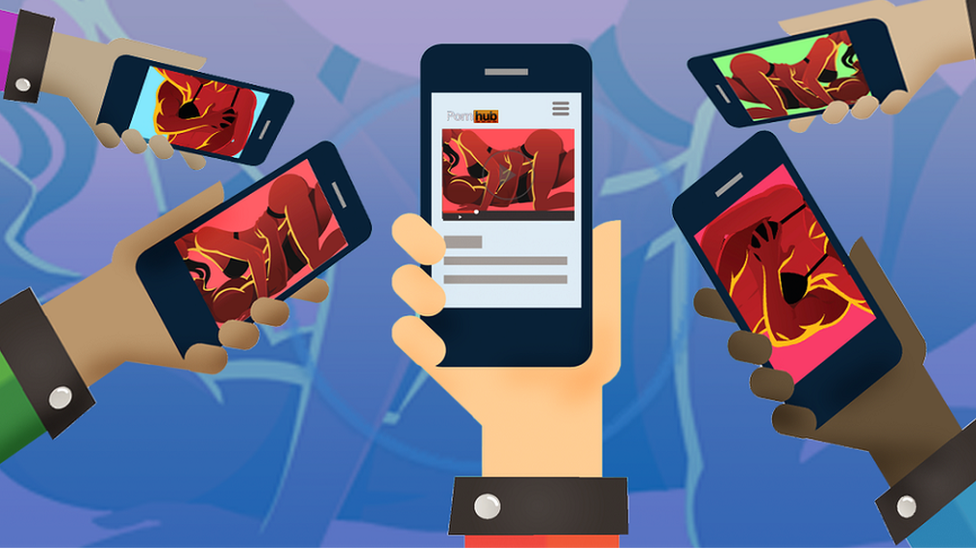 Seks i internet: Zabrana plaćanja karticama kao oružje u borbi protiv seksualnog nasilja 1 Animation of hands holding phones showing porn