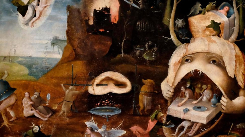 Groteskne opise raja i pakla slikali su i Bo&scaron; i njegovi sledbenici - od kojih je jedan stvorio &bdquo;Tundalovu viziju" (c 1520-30)