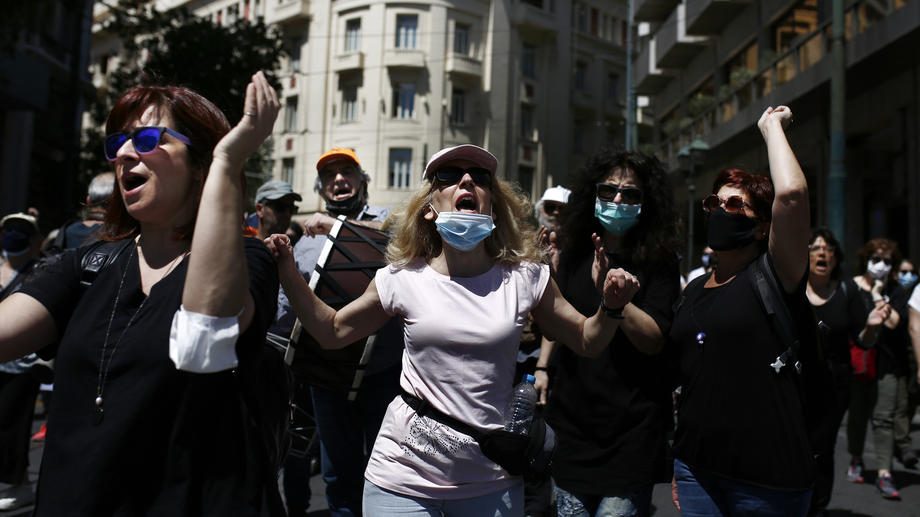 Ulični protest u Grčkoj zbog korone 1