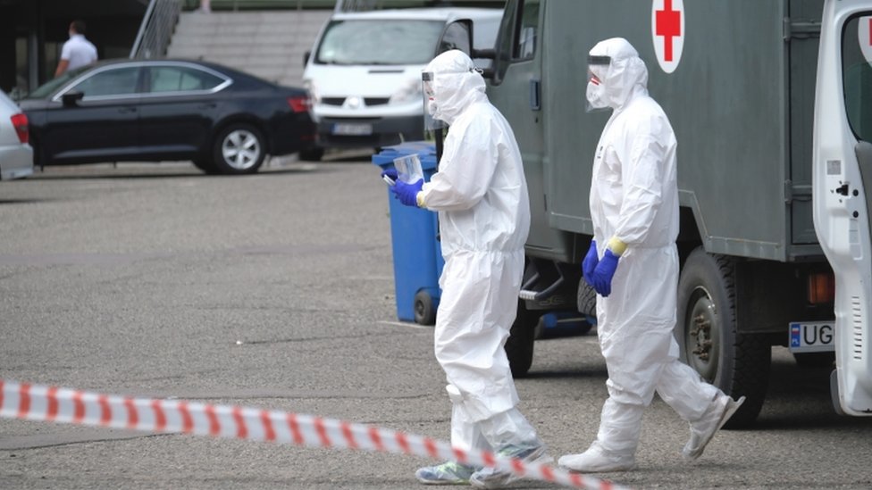 Sampling point to test miners on the coronavirus at the Murcki-Staszic mine in Katowice, 11 May 2020