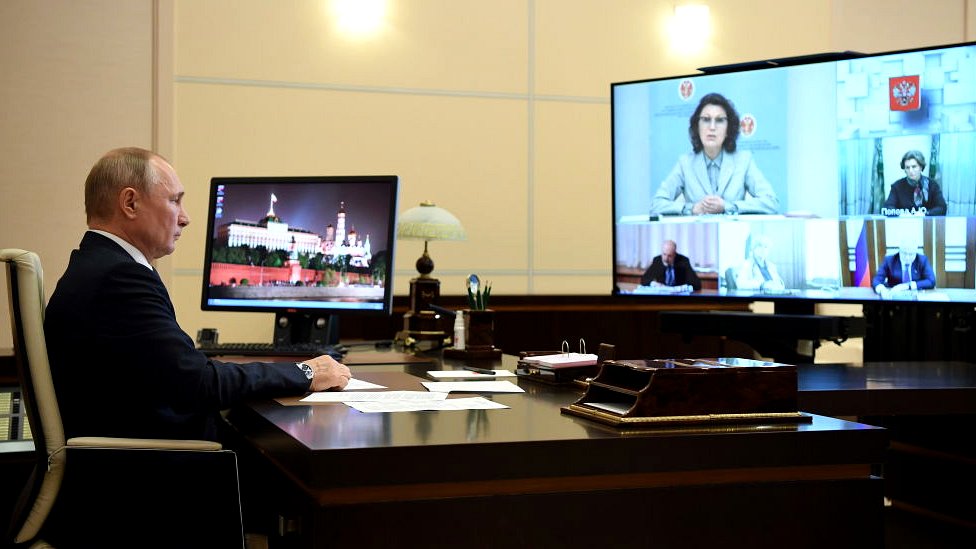 President Putin holding a video conference