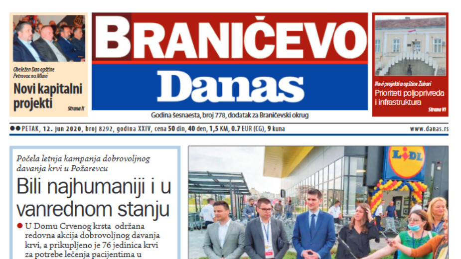 Braničevo Danas - 12. juna 2020. (PDF) 1 Braničevo Danas - 12. juna 2020. (PDF) 1