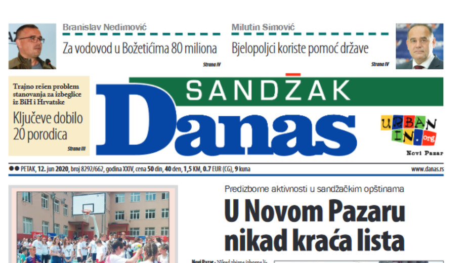 Sandžak Danas - 12. jun 2020. (PDF) 1 Sandžak Danas - 12. jun 2020. (PDF) 1