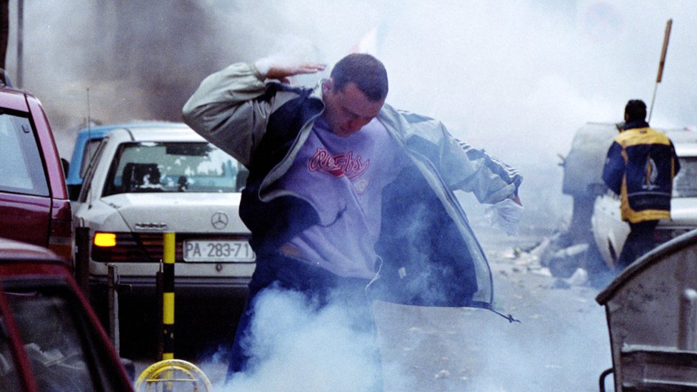 Demonstrant tokom protesta 5. oktobra