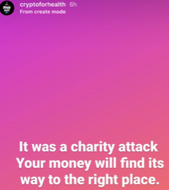 Instagram post on Cryptoforhealth account