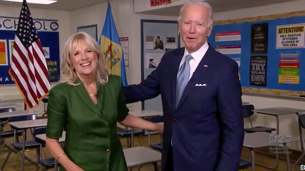 Jill and Joe Biden at the Democratic National Convention, 18 August 2020