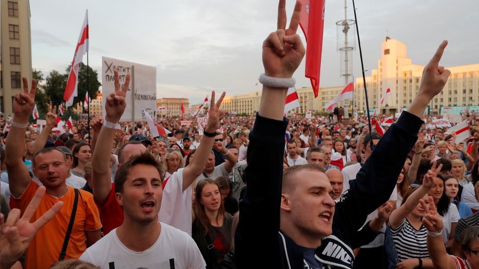 Opposition rally in Minsk, 18 Aug 20