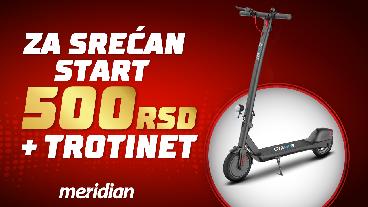 Meridianbet ti poklanja bonus od 500 rsd da uskočiš u trku za električni trotinet 1