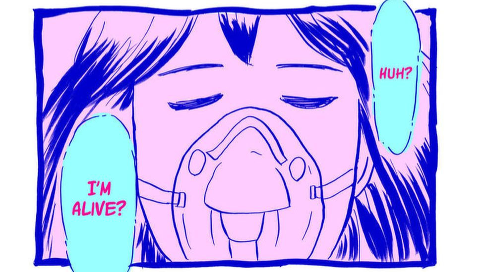 Svetski dan prevencije samoubistva: „Pokušaje da se ubijem pretvorila sam u strip" 3 Illustration from Diary of My Daily Failures showing Eriko Kobayashi waking up at the hospital