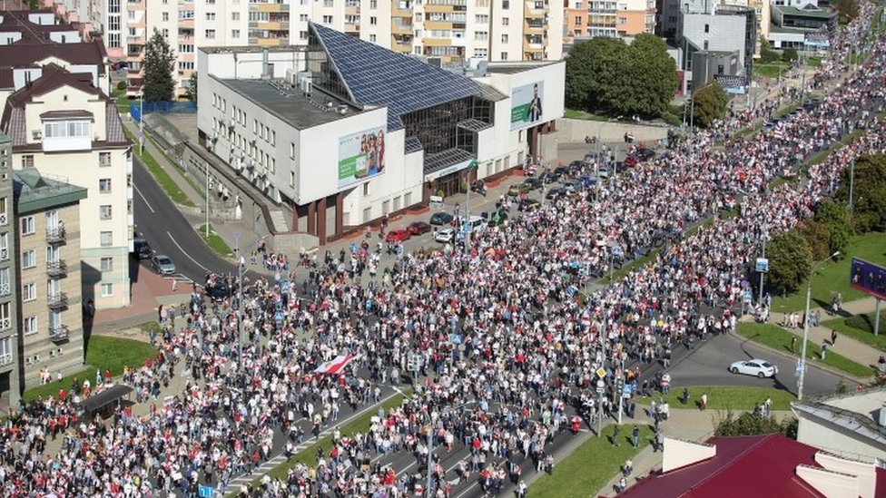 Protesters in Minsk - 13 September