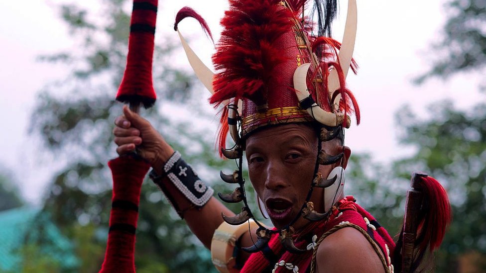 A member of one of the Naga tribes during an inter-tribal festival in India, 2015