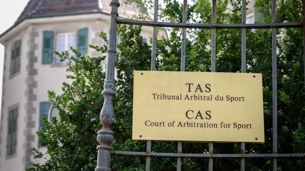 Gates outside the Court of Arbitration for Sport in Switzerland