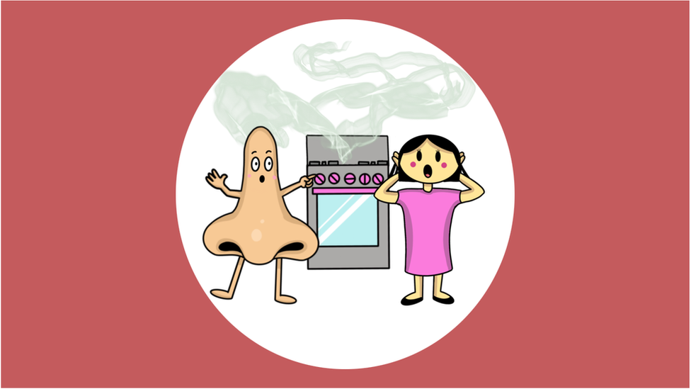 Graphic showing Yazmin and her 'designated nose' as featured on her blog 'The Girl Who Can't Smell'