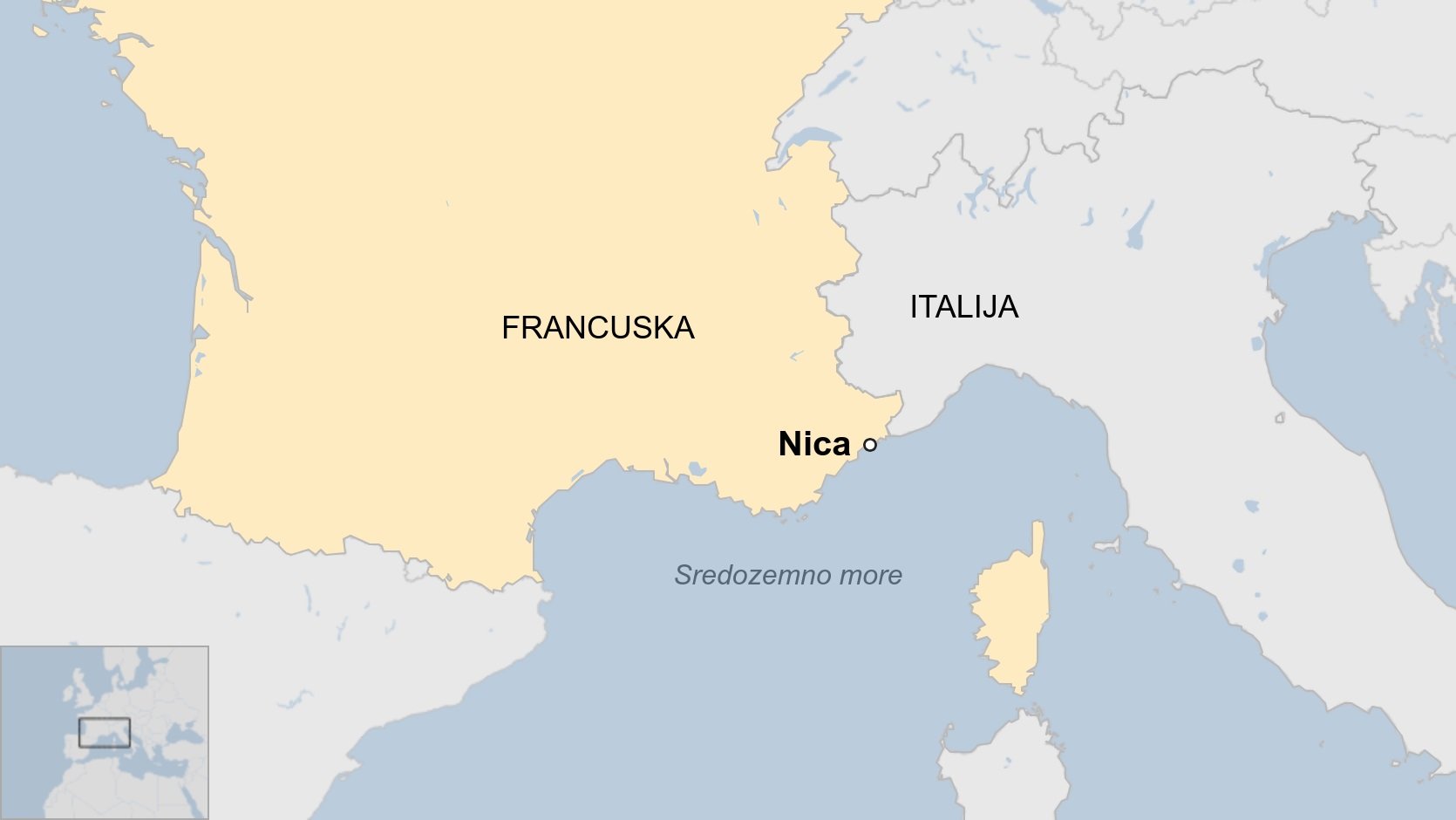 Napadi u Francuskoj: Ustreljen pravoslavni sveštenik u Lionu 8 Mapa Francuske