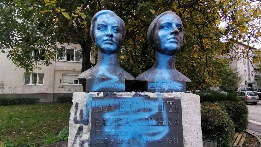 Drugi put oskrnavljen spomenik narodnim herojima, sestrama Baković u Nišu 1