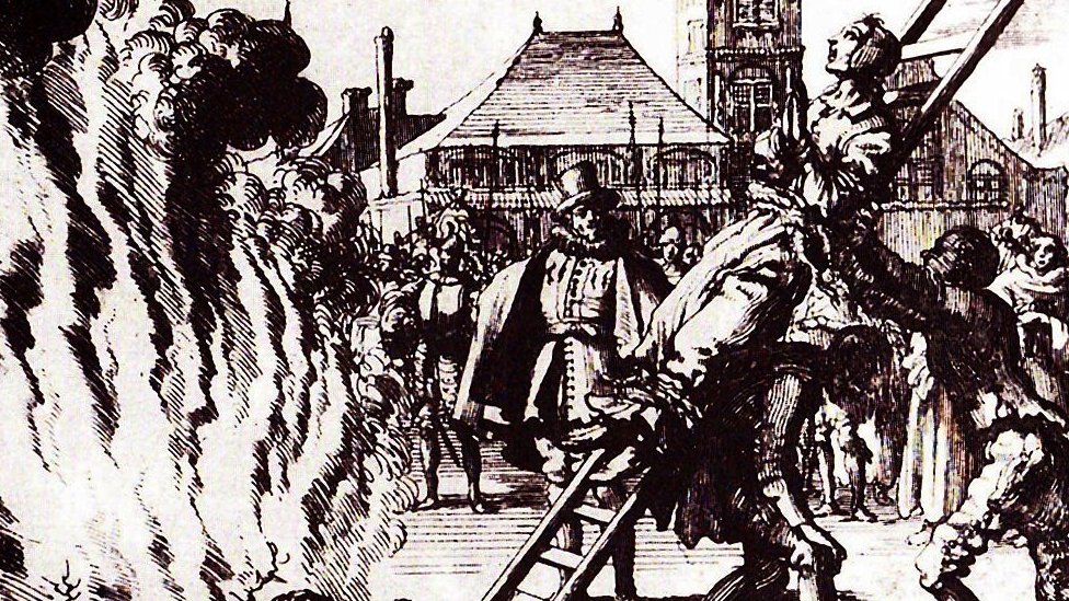 The burning of a witch in Holland, 16th Century Amsterdam