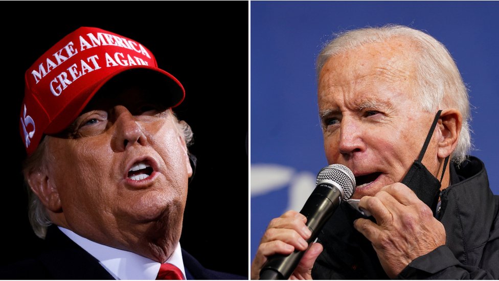 Predsednički izbori u Americi 2020: Tramp i Bajden u neizvesnoj trci u ključnim državama 1 Donald Trump, left, and Joe Biden, right
