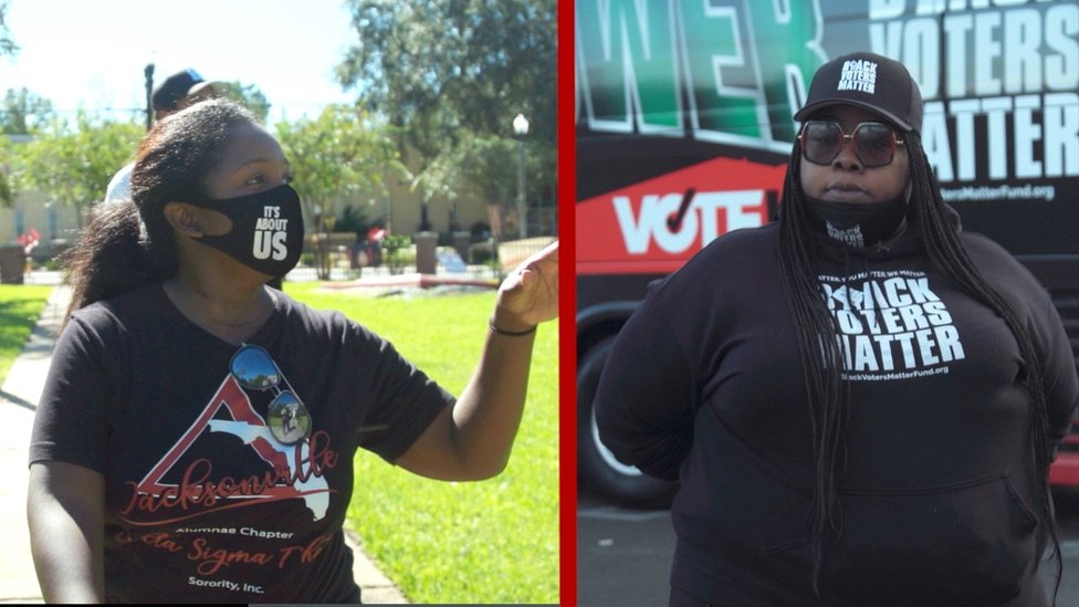 Kruzšander Skot (levo) organizatorka iz Džeksonvila, Florida. Britani Smols (desno) predvodila je filadelfijsku grupu neprofitne organizacije „Crni glasači su važni".