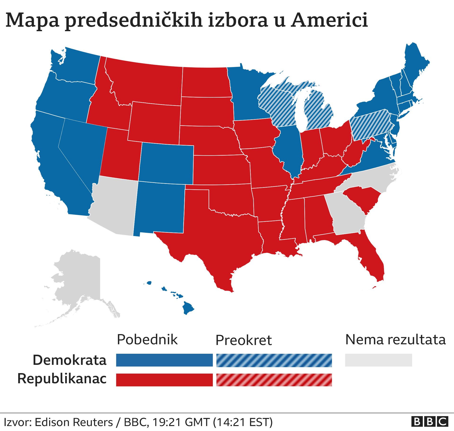 Predsednički izbori u Americi 2020: Bajden počeo da okuplja saradnike dok Tramp sumnja u rezultat 4 mapa