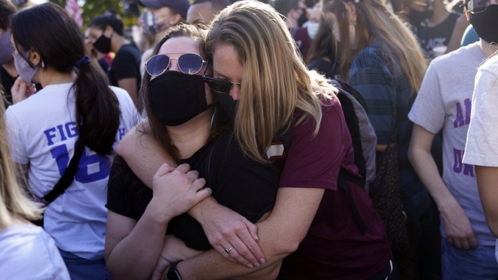 Two women embraced near the White House in Washington