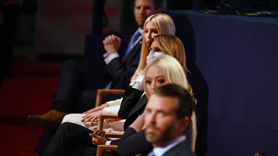 Eric Trump, Ivanka Trump, US First Lady Melania Trump, Tiffany Trump and Donald Trump Jr are seen ahead of the first presidential debate